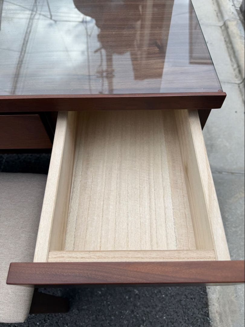 高野木工　レッチェ80 ドレッサー　化粧台　ウォールナット無垢材　椅子付き