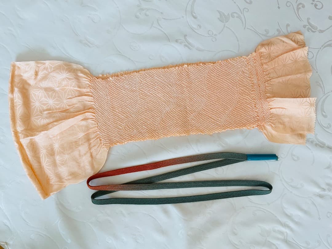 付下げ　フルセット　縫紋付　丸に橘　　正絹　六通柄袋帯　帯揚げ　帯締め