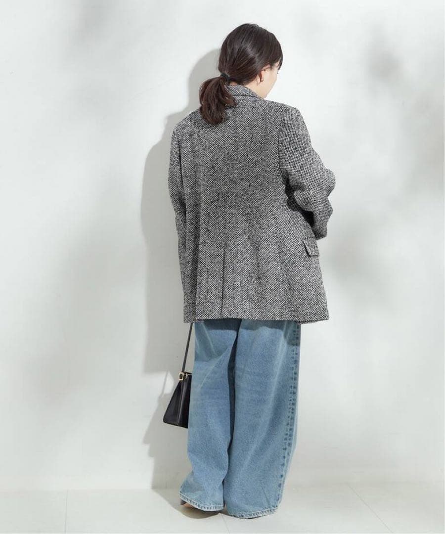 2024AW 日本製【L'ESSAGE】ヘリンボーンジャケットコート　F