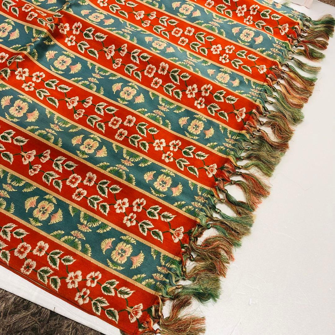 9 龍村　天平繍華文錦　54×130 テーブルセンター　織物　花柄