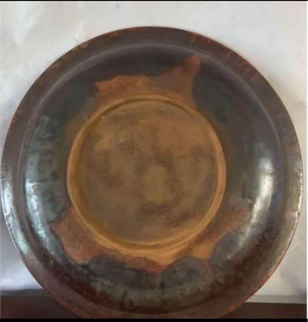 中国古美術/漢時代ニ彩鹿の図皿/絵皿