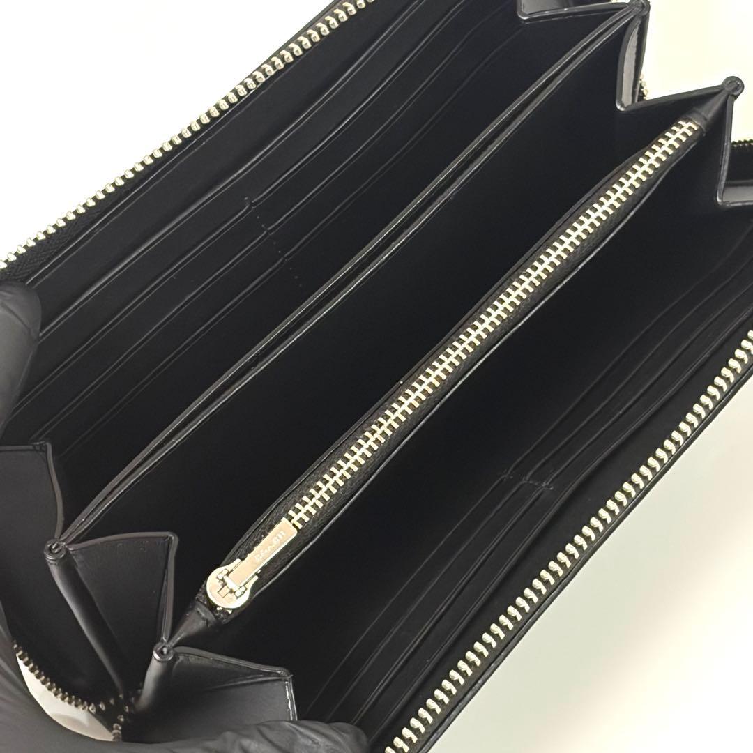【美品】COACH コーチ 長財布 アコーディオンジップウォレット　ブラック