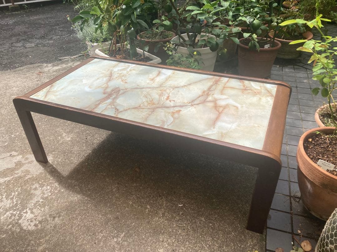 訳あり　大理石風　センターテーブル　レトロ　ミッドセンチュリー　大理石