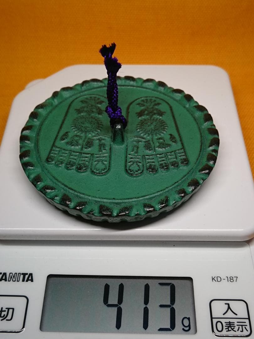 仏教美術　仏足石印　金属　オブジェ　置物　インテリア　工芸品　美術品　A1210