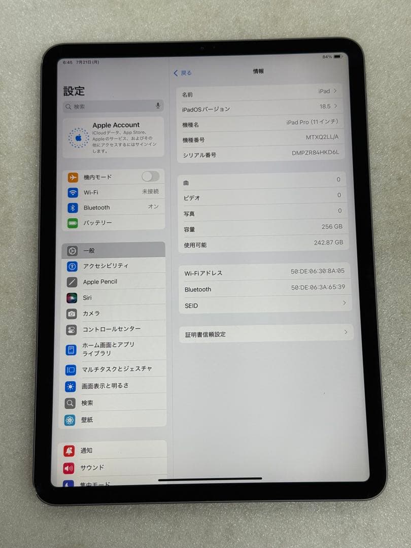 Apple iPad Pro 11インチ 第1世代 256GB Wi-Fi