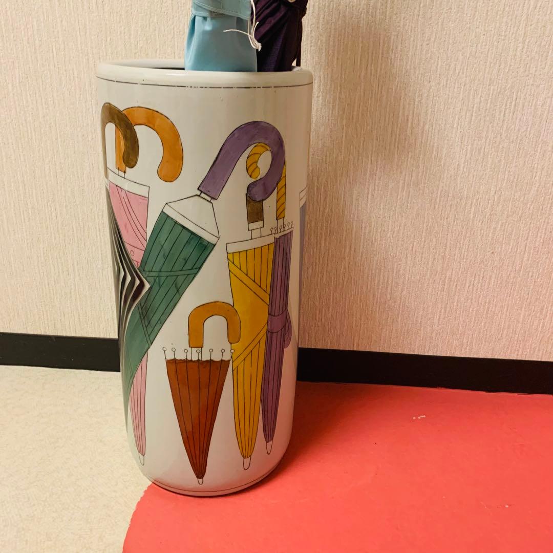 傘柄の傘立てハンドペインティング陶器
