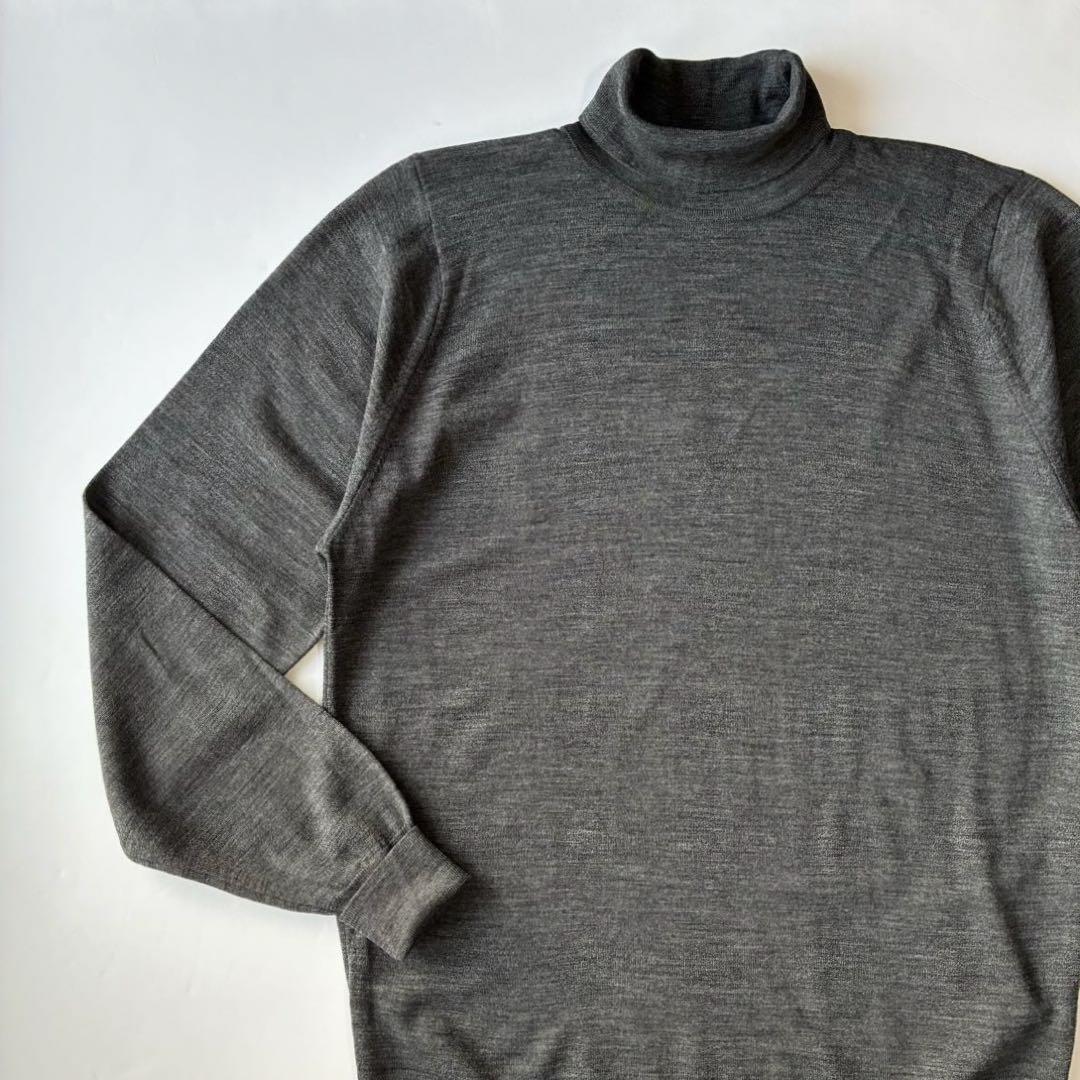 美品 英国製 JOHN SMEDLEY 30G タートルネック ニット セーター