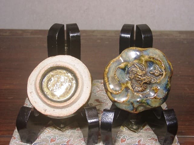 京焼・清水焼　ブロンズ作家　沼田一雅作　香合　銘：雲龍　無傷　共箱　古物。