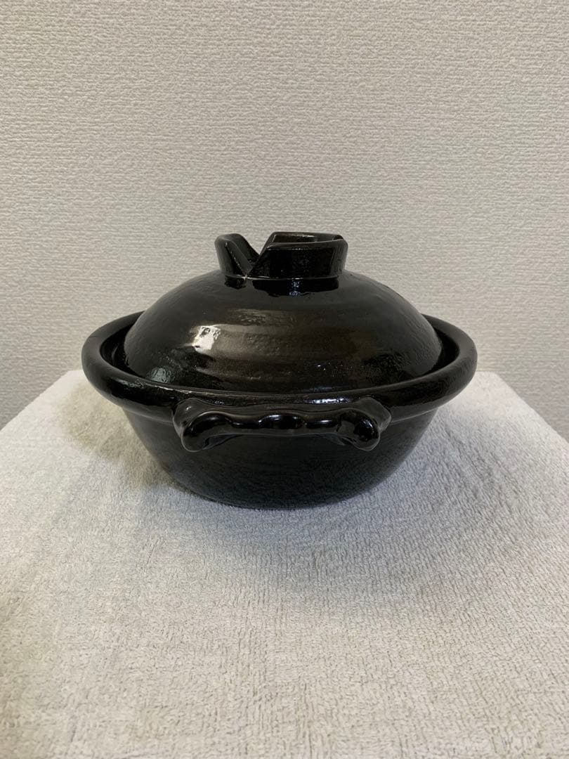 【土鍋・未使用】陶あん窯 京焼・清水焼 黒釉八号京鍋