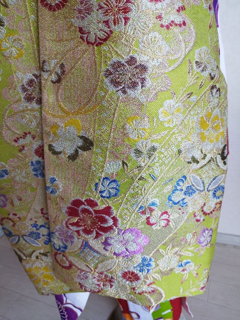専用です☆黄緑にキラキラ花模様が可愛らしい☆うさみみのだらりの帯