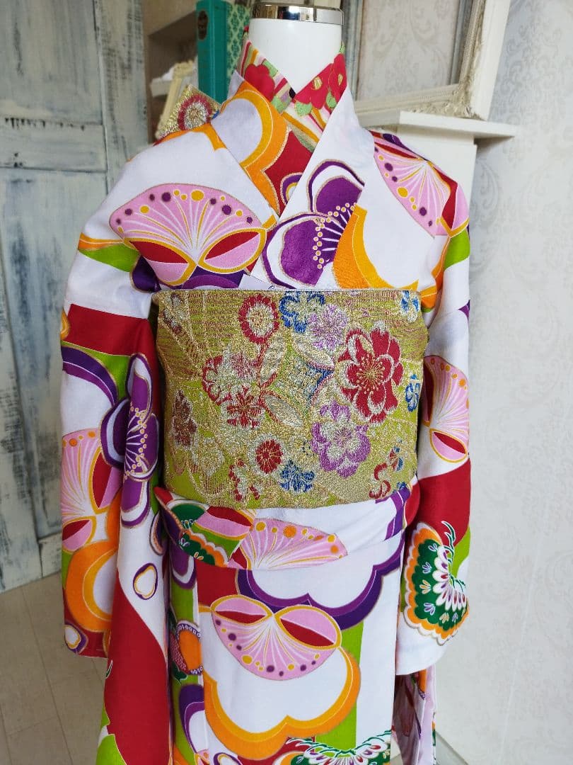 専用です☆黄緑にキラキラ花模様が可愛らしい☆うさみみのだらりの帯