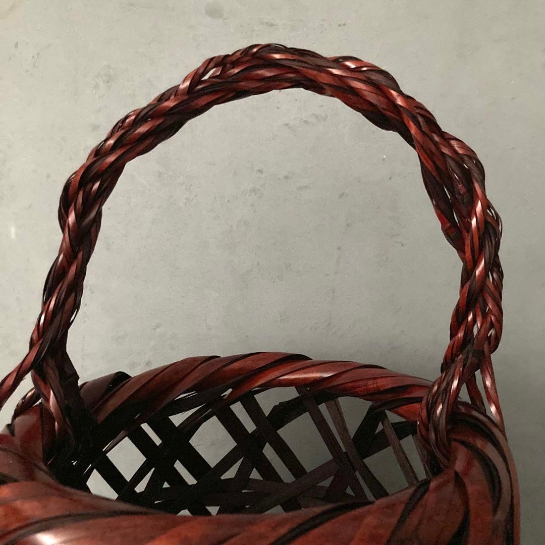 【未使用】花籠 籠花入 かやごもり 花器 茶道具 37cm×24cm