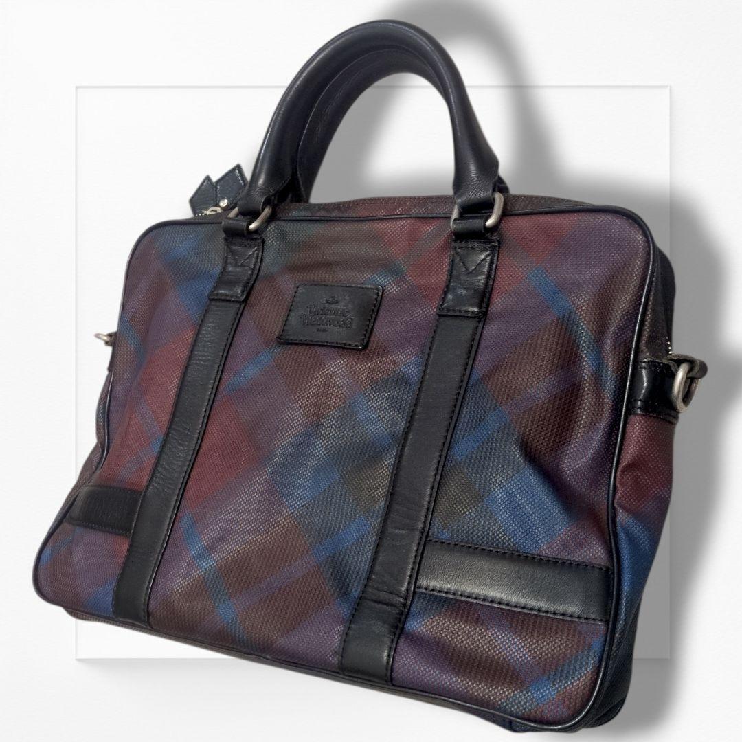 ヴィヴィアンウエストウッド ブリーフケース 2way チェック柄 PVC