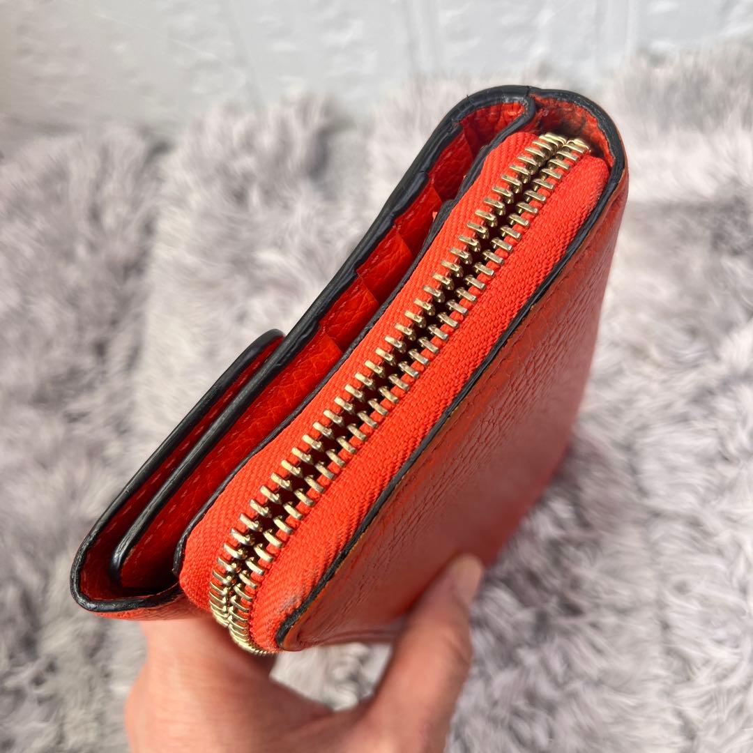 良品✨GUCCI 大容量　インターロッキング　財布　ラウンドファスナー　オレンジ