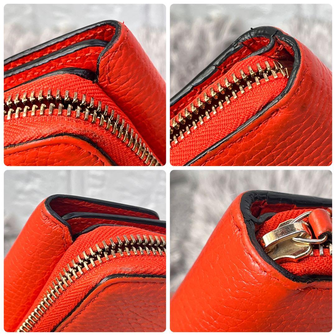 良品✨GUCCI 大容量　インターロッキング　財布　ラウンドファスナー　オレンジ