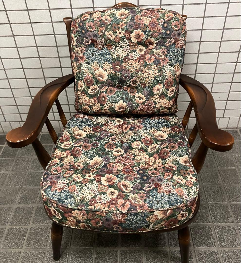 ヴィンテージ 飛騨家具 飛騨産業 乗鞍 リビングチェア 両肘付き キツツキ　単品