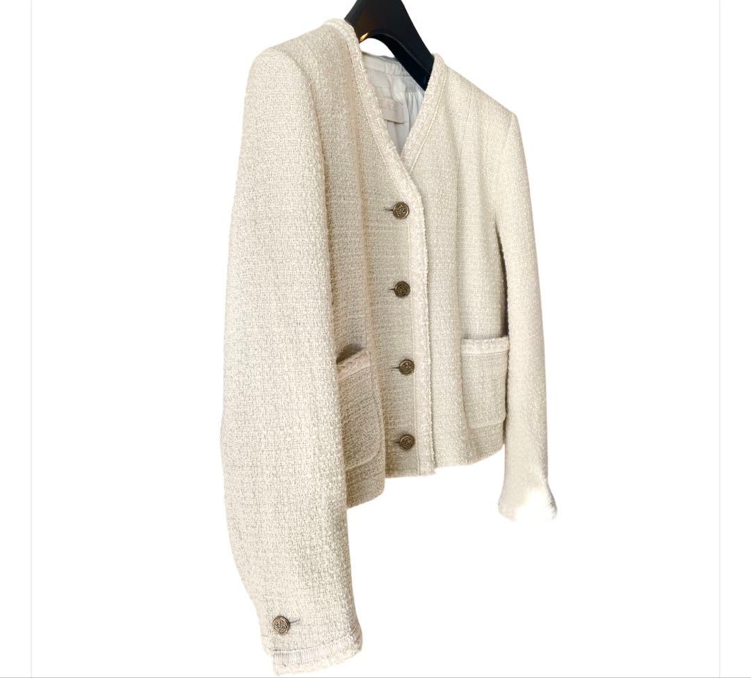 美品✨Plage ツイードジャケット 36 ウール ノーカラー 24AW