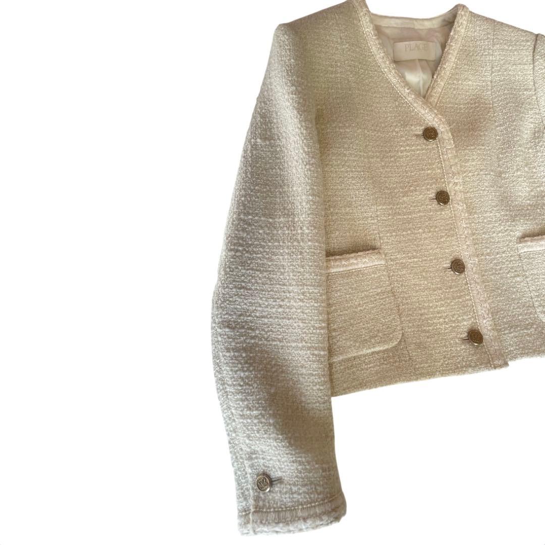 美品✨Plage ツイードジャケット 36 ウール ノーカラー 24AW