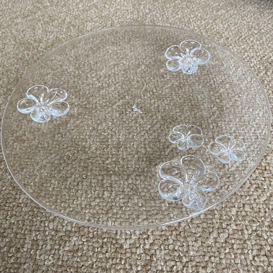 新品　スガハラガラス　カメリアプレート　28cm クリアー