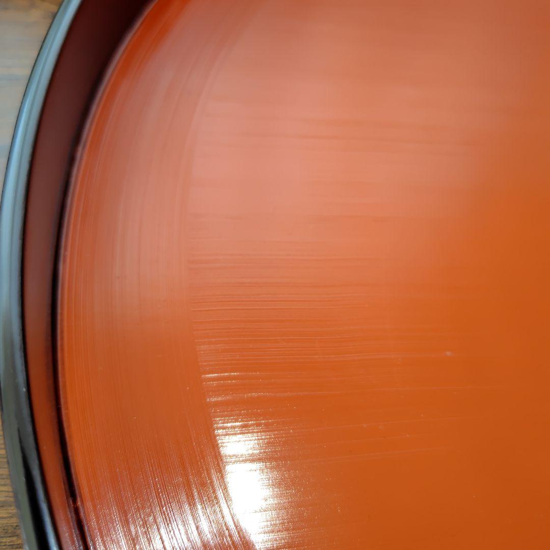 漆器 半円形深膳 5枚セット 朱色と黒　レトロ