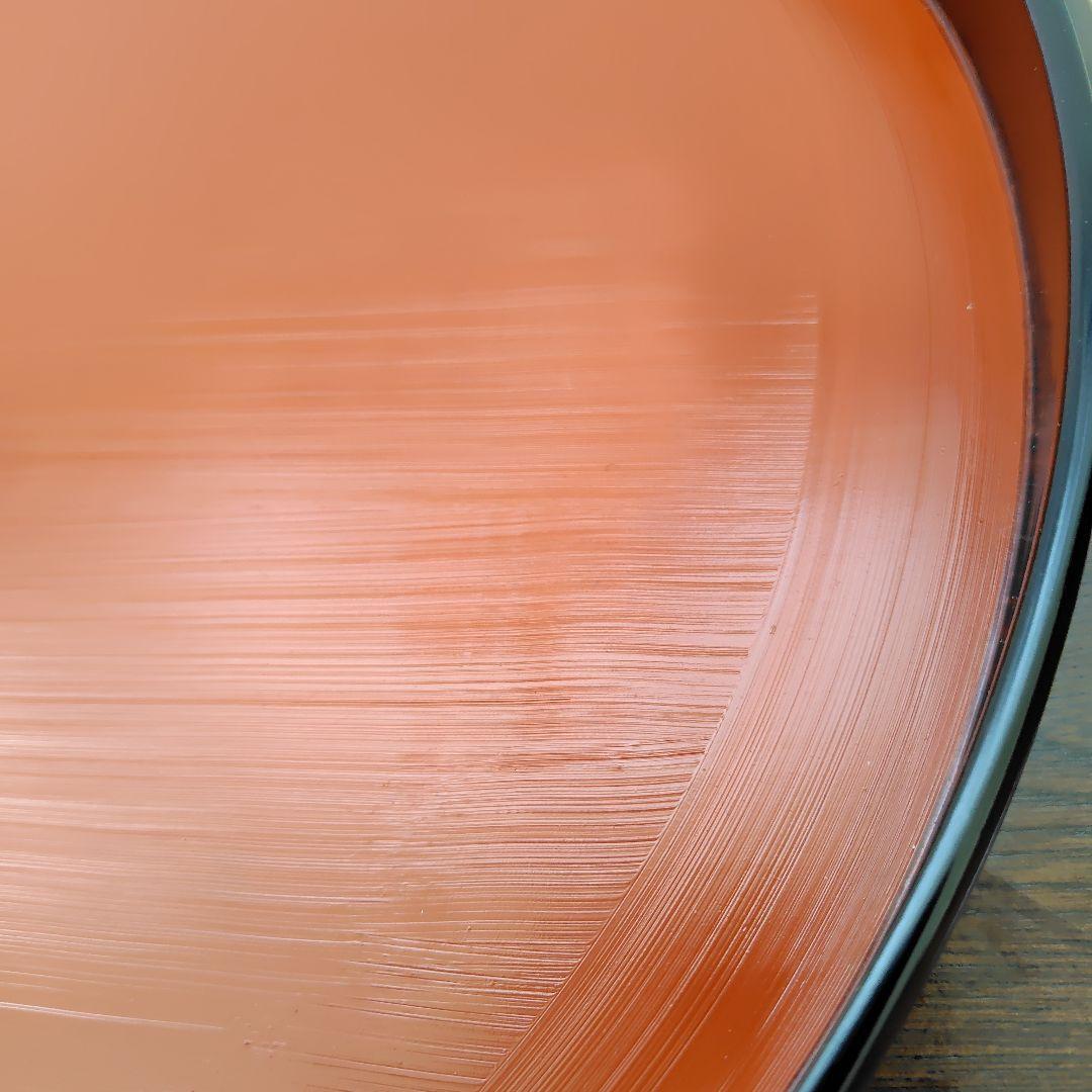 漆器 半円形深膳 5枚セット 朱色と黒　レトロ