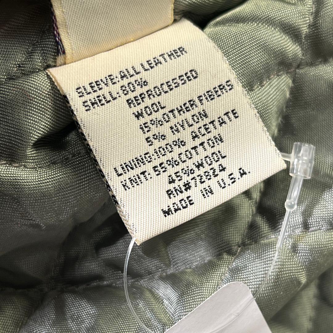 90s USA製 GOLDEN BEAR スタジャン　袖レザー　赤　M　刺繍