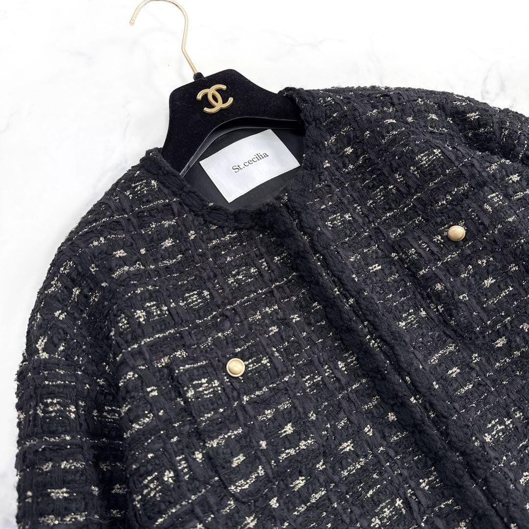 ガーリッシュ St.cecilia シャンティツイード ジャケット ブラック