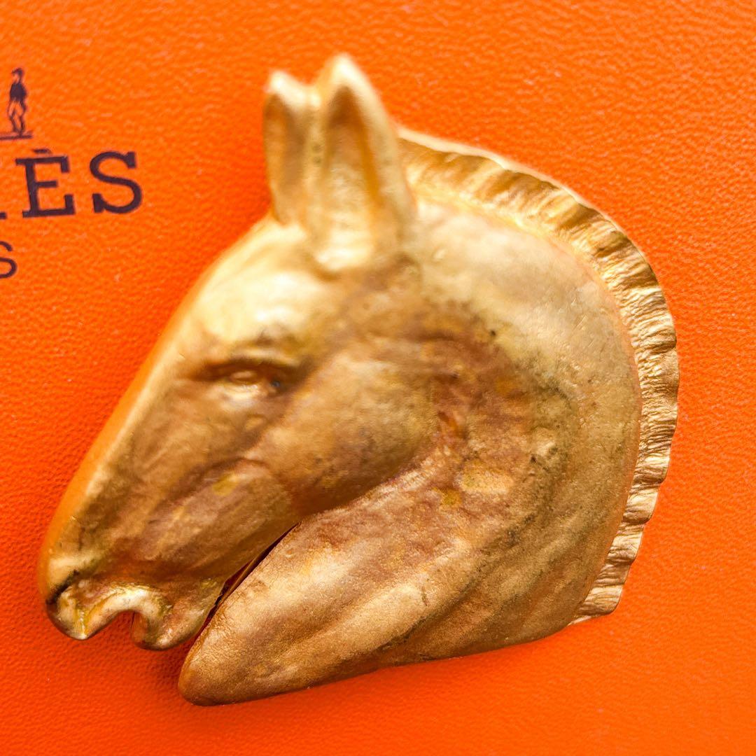 HERMES エルメス ラージ ブローチ シュバル ゴールドカラー ホース 馬