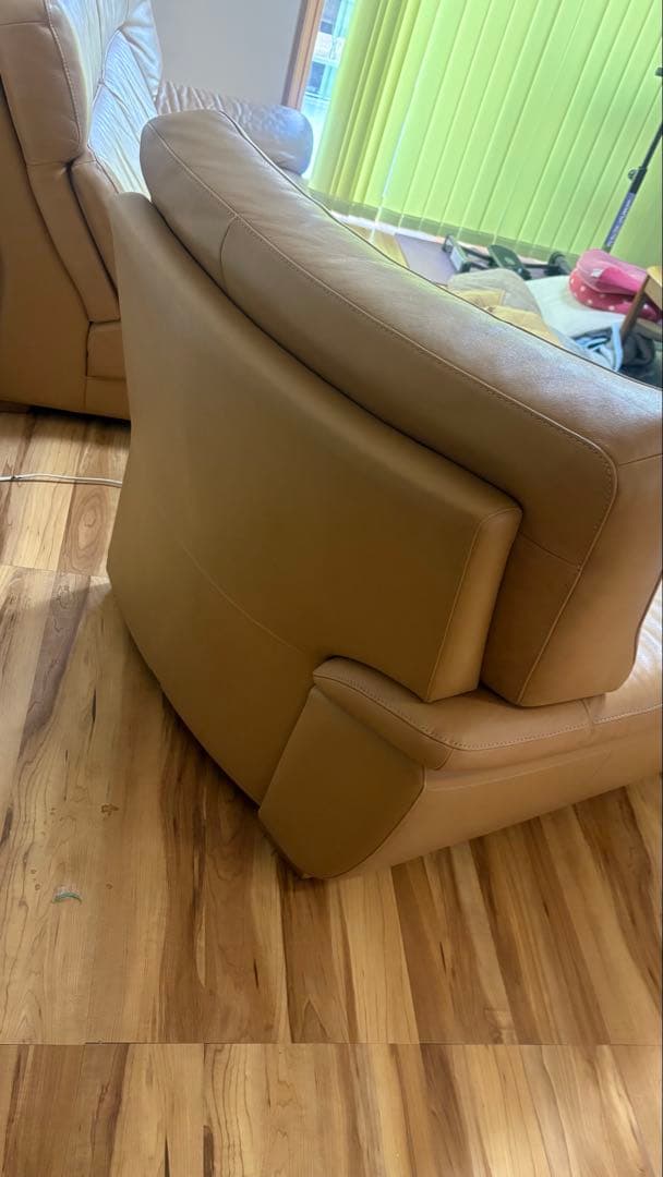 カリモク家具レザー コーナーソファ　右肘シェーズロング