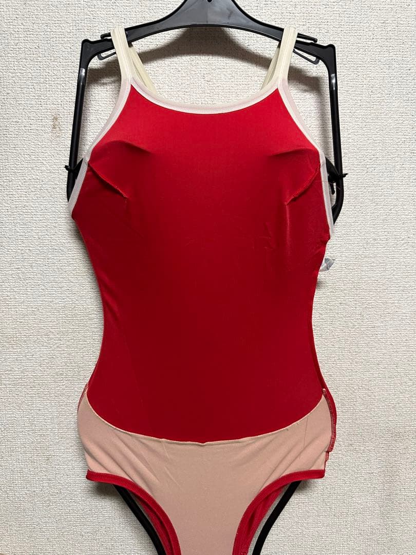 競泳水着 アリーナ arena Mサイズ 赤 パイピング 学年色 ロゴ剥がれ