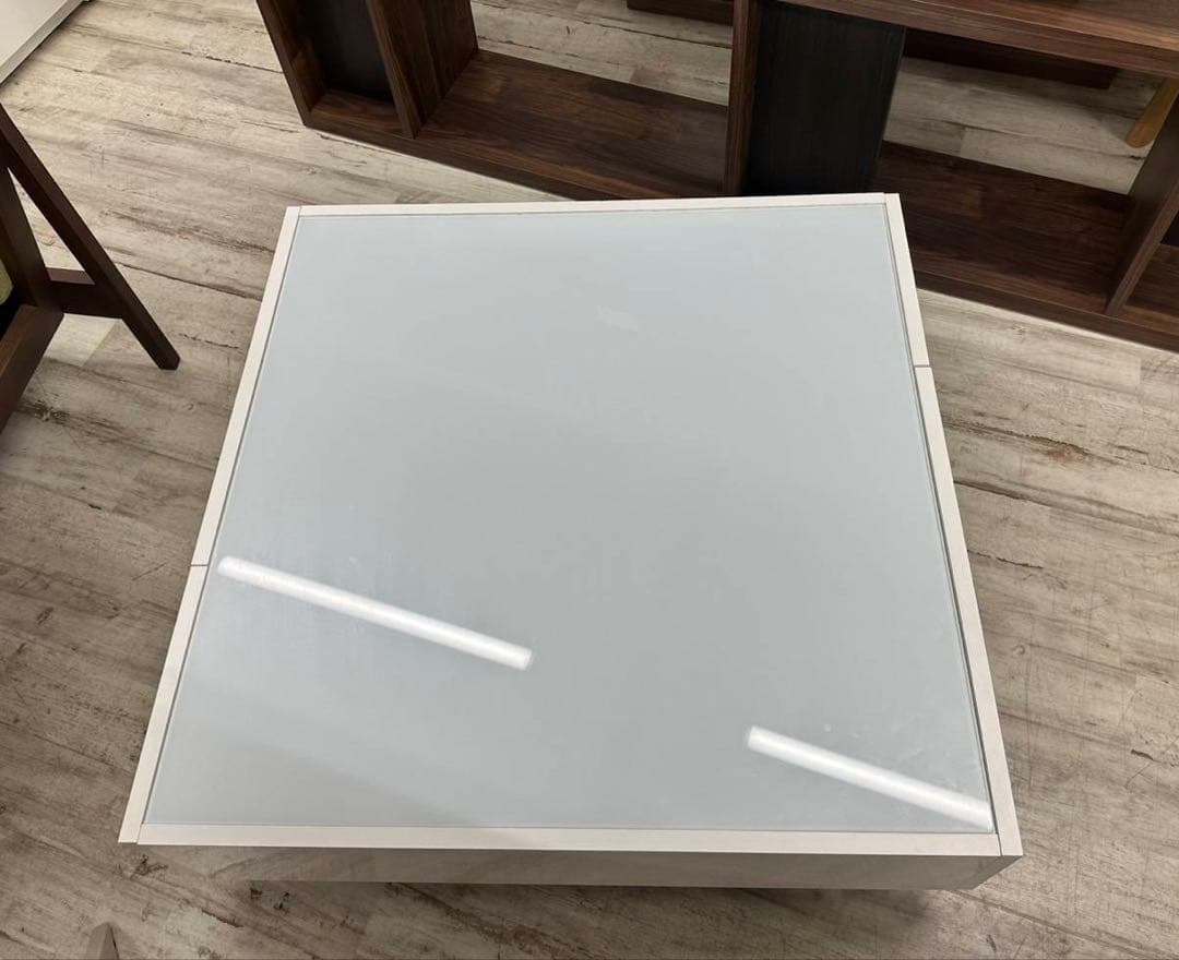 ガラス天板　センターテーブル　引出付　幅90cm　北九州市福岡市限定