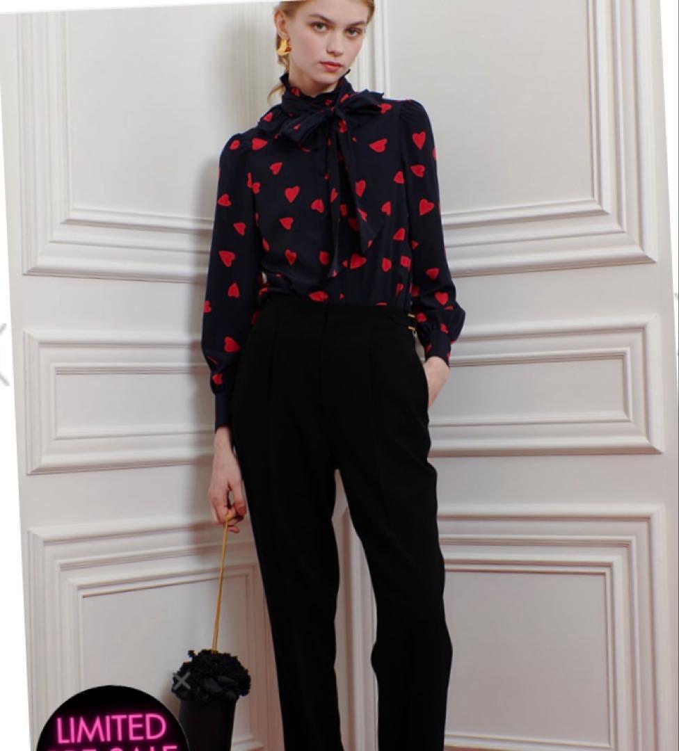 【LOULOU WILLOUGHBY】デシンハートプリントボウタイブラウス