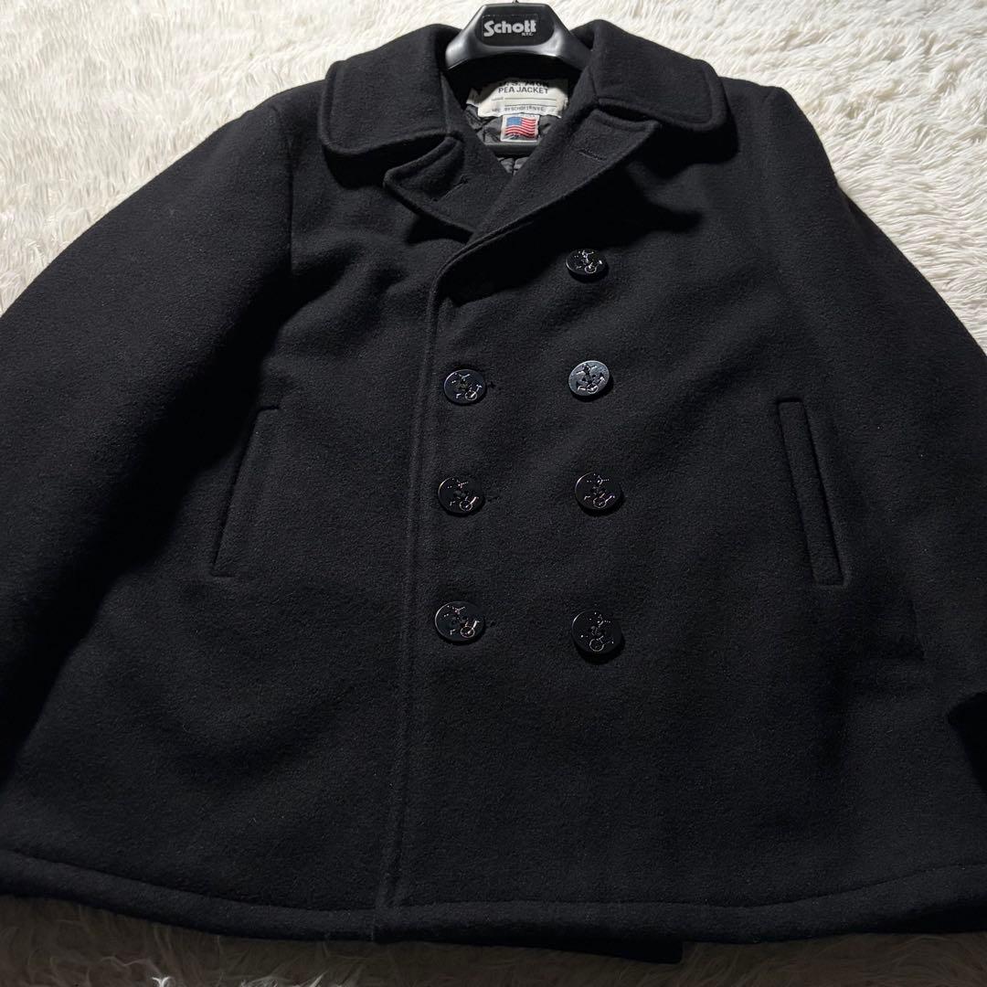 美品/42サイズ■schott ピーコート　ブラック　キルティング　USA製