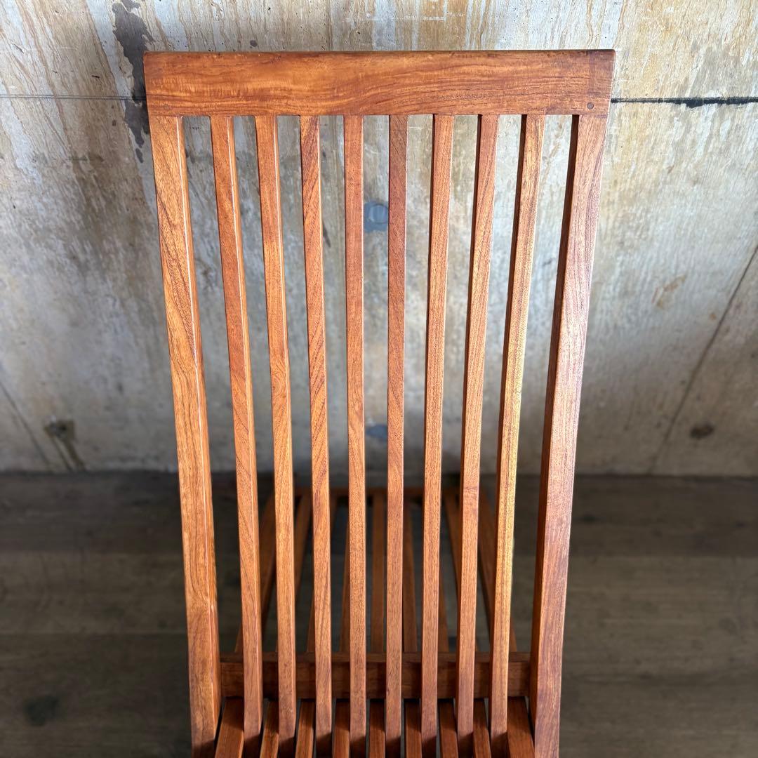 チーク無垢材　フォールディング　スライドチェア　ガーデンチェア