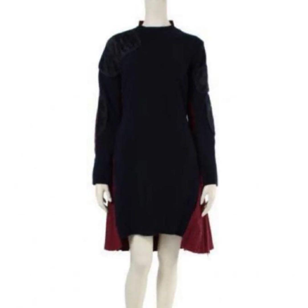 サカイ 2016AW ニット プリーツ パッチワーク ドッキングワンピース