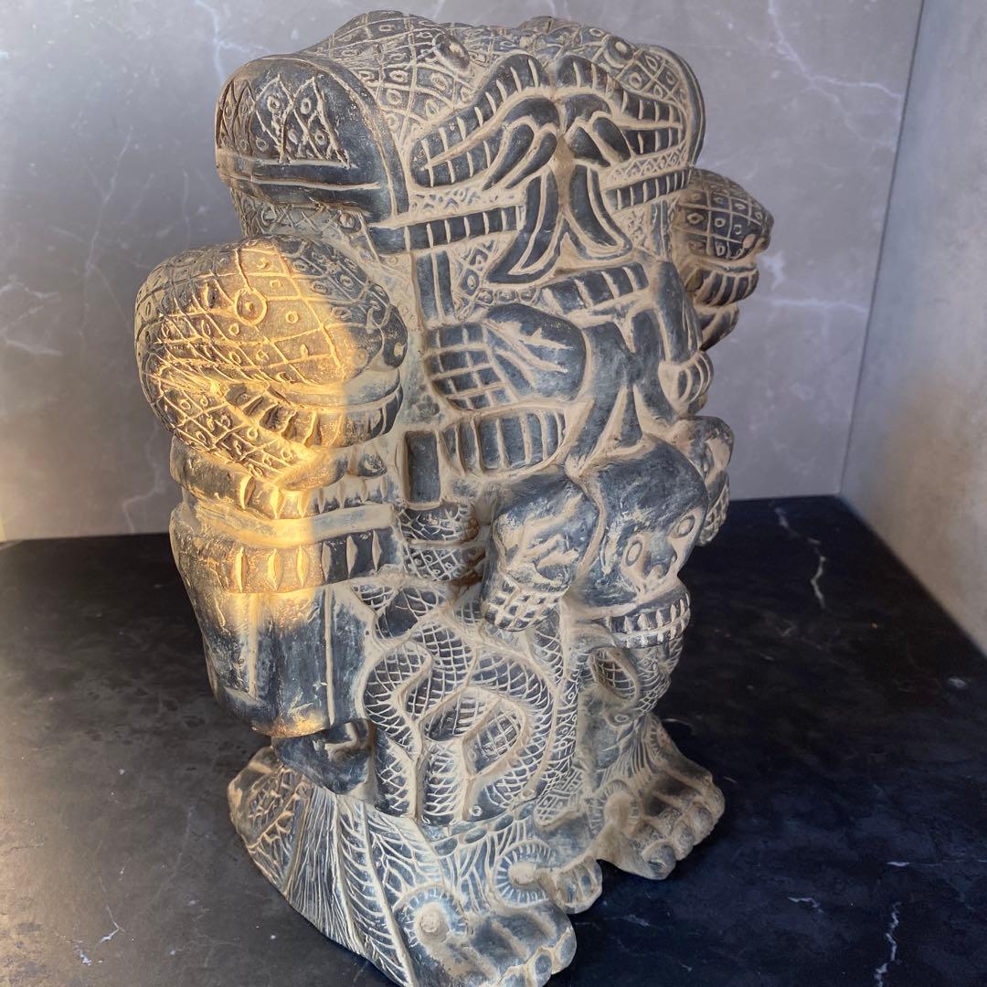 高36cm アステカ神話の地母神コアトリクエの像　インテリア　メキシコ工芸品