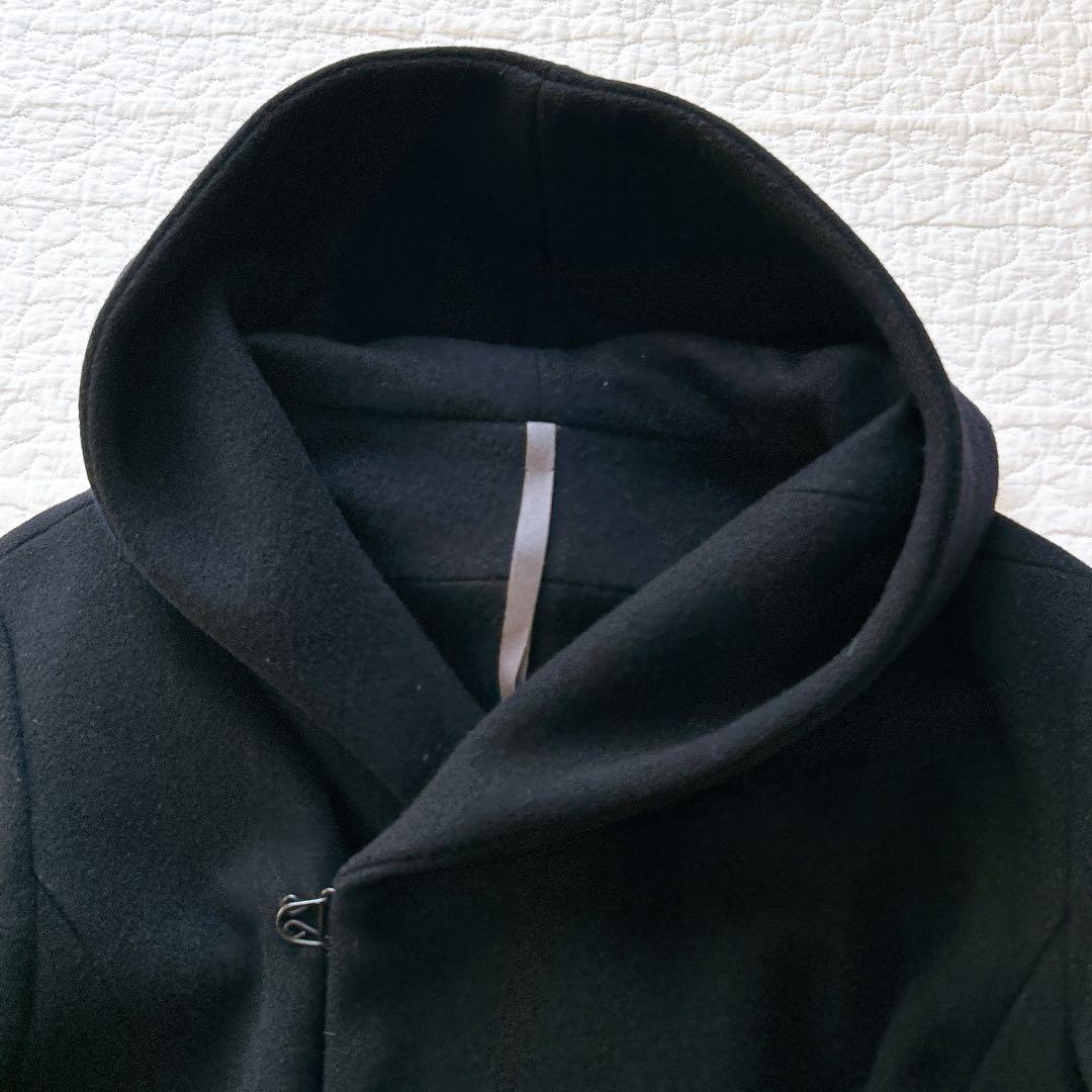 KAZUYUKI KUMAGAI カシミヤ混 ストレッチ メルトンコート 黒