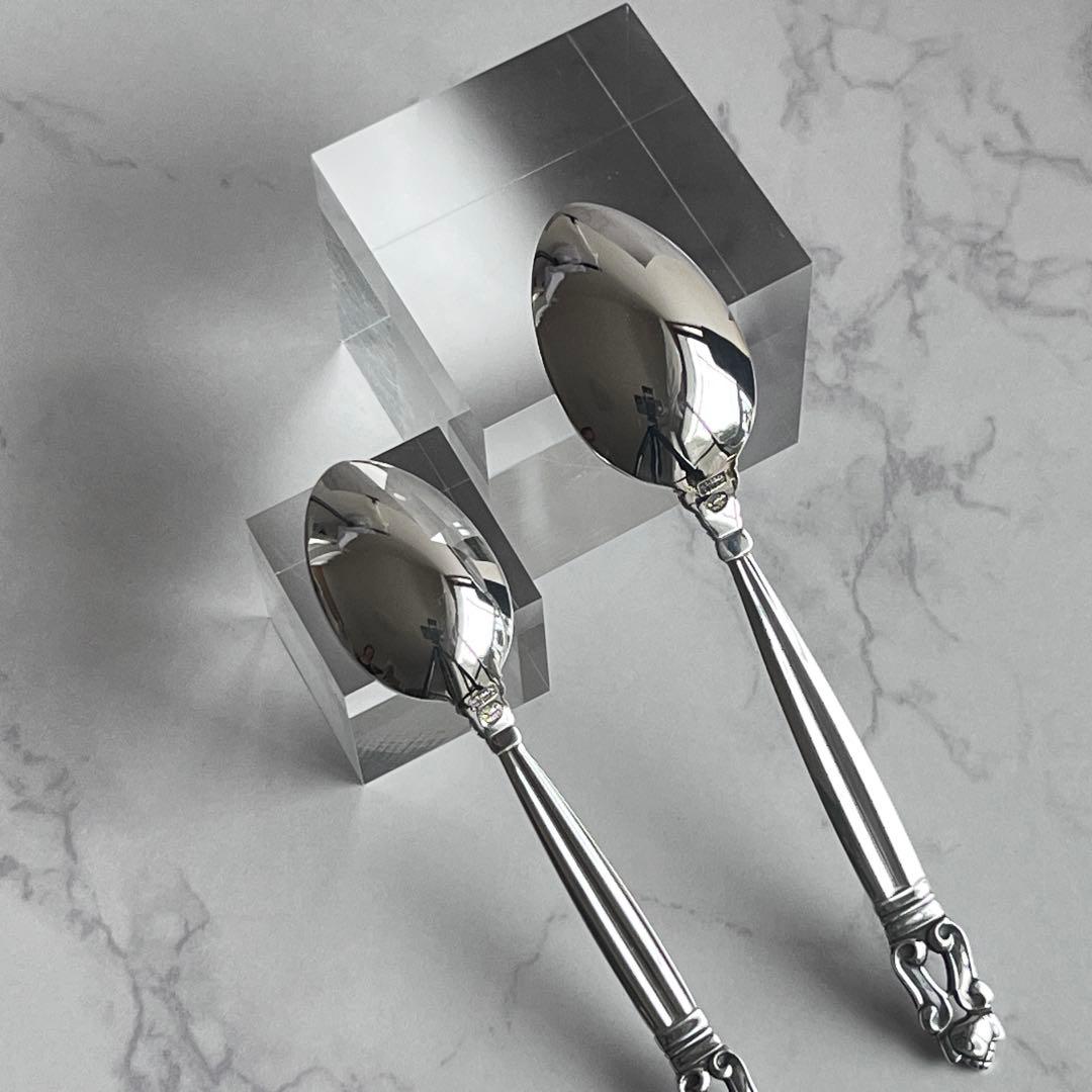 【未使用】ジョージジェンセン エコーン コーヒー&ティースプーン2本組 925S