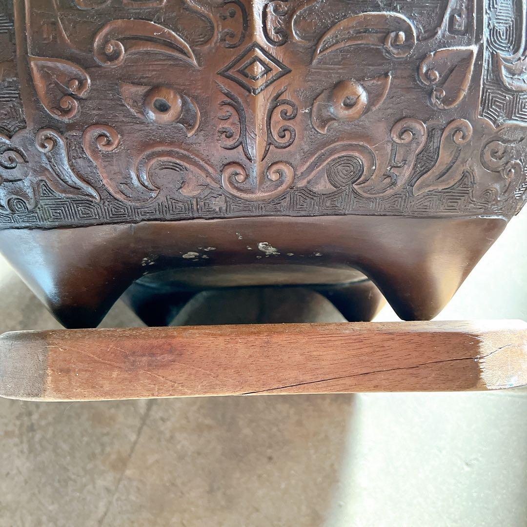 蔵出し　中国古玩 唐物 唐銅 饕餮紋耳付火鉢 古美術品 伝統工芸品