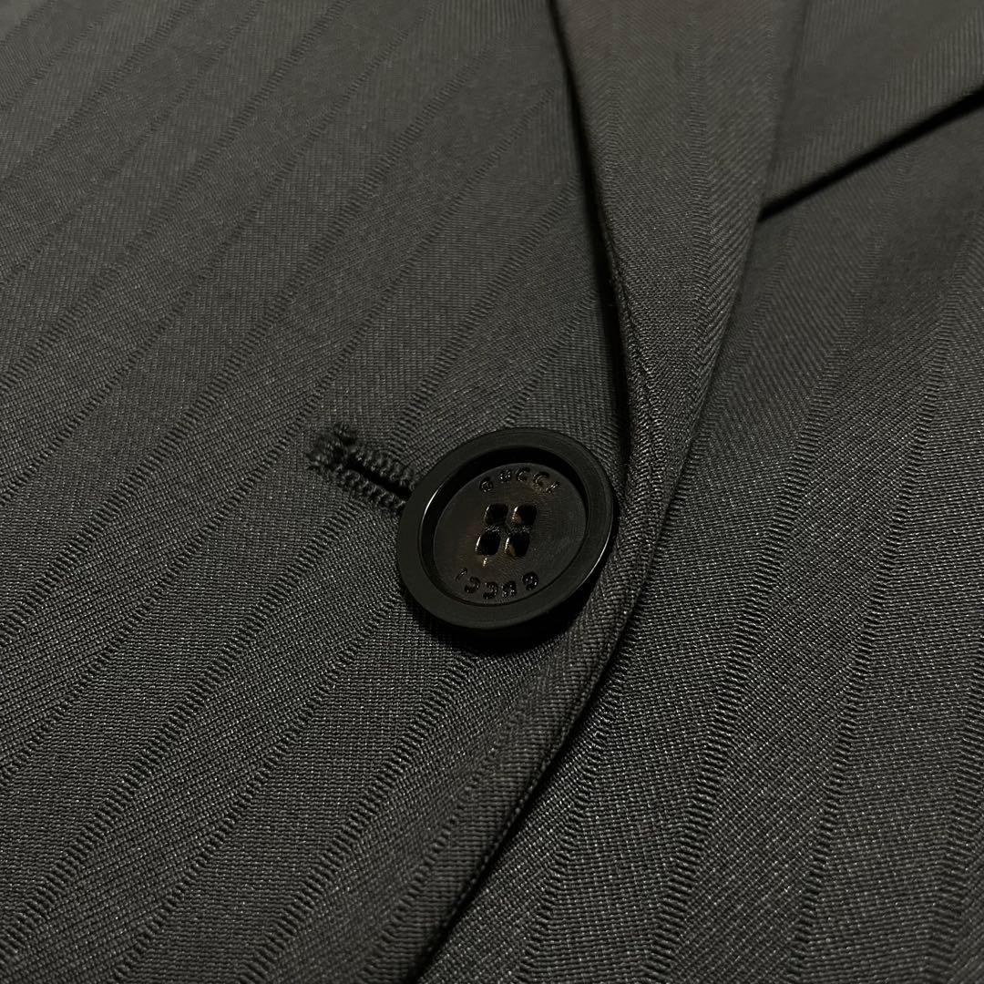 998 GUCCI テーラードジャケット グレー ストライプ 40 裏地総柄