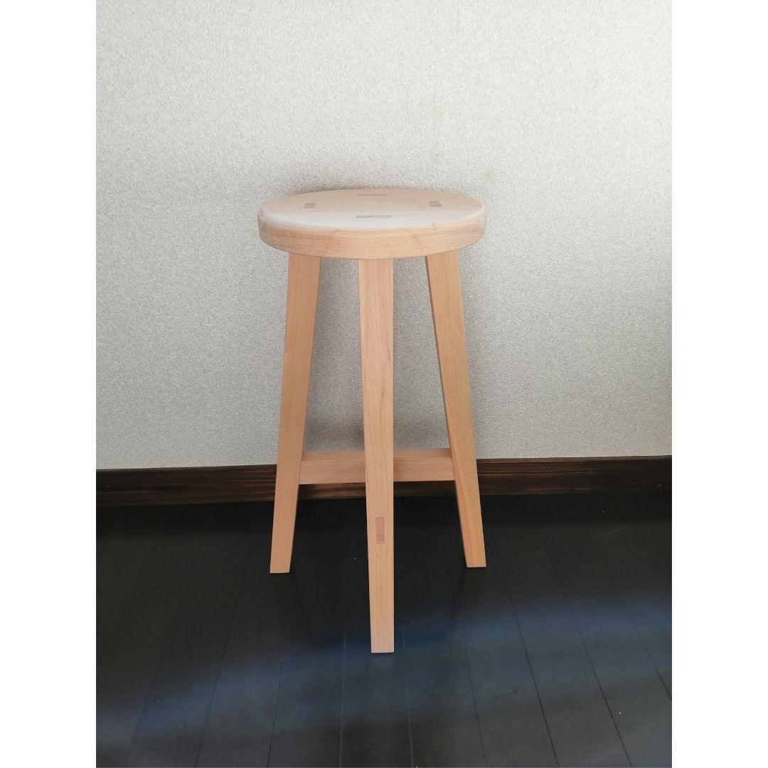 木製スツール　２脚セット　高さ60cm　丸椅子　stool