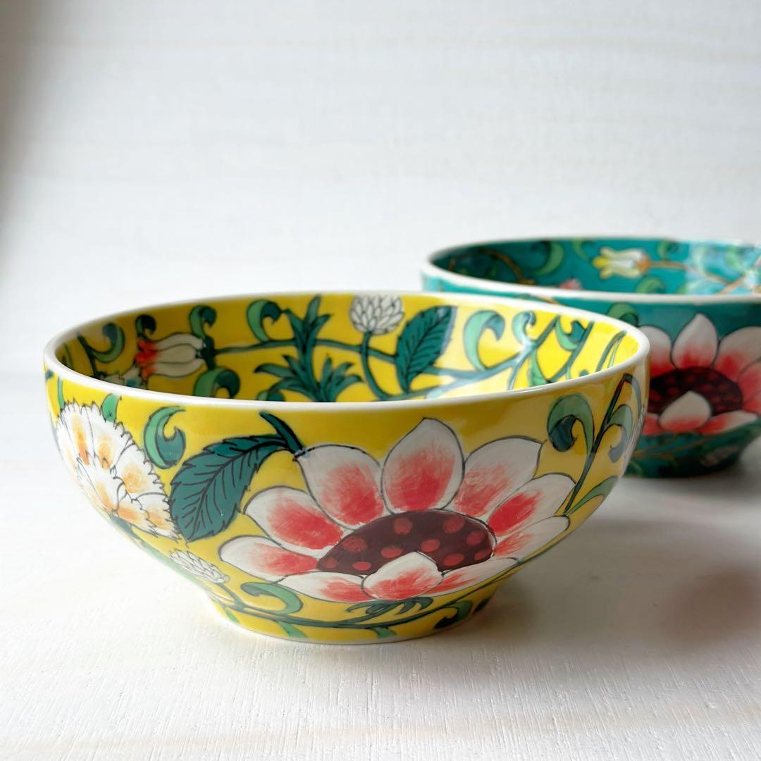 新品 ベトナム バッチャン焼き 蓮柄 丼ボウル3枚