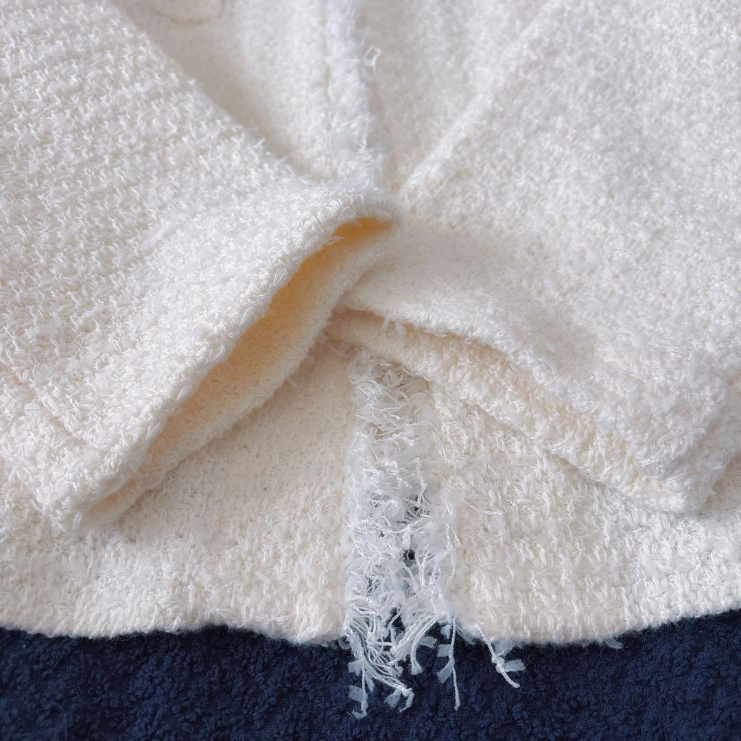 【完売希少】23AW シップス　ニットツイードクルーネックカーディガン　金ボタン