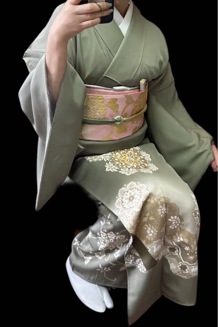 ゲリラセール！極逸品 正絹 縫い紋（刺繍紋）付き