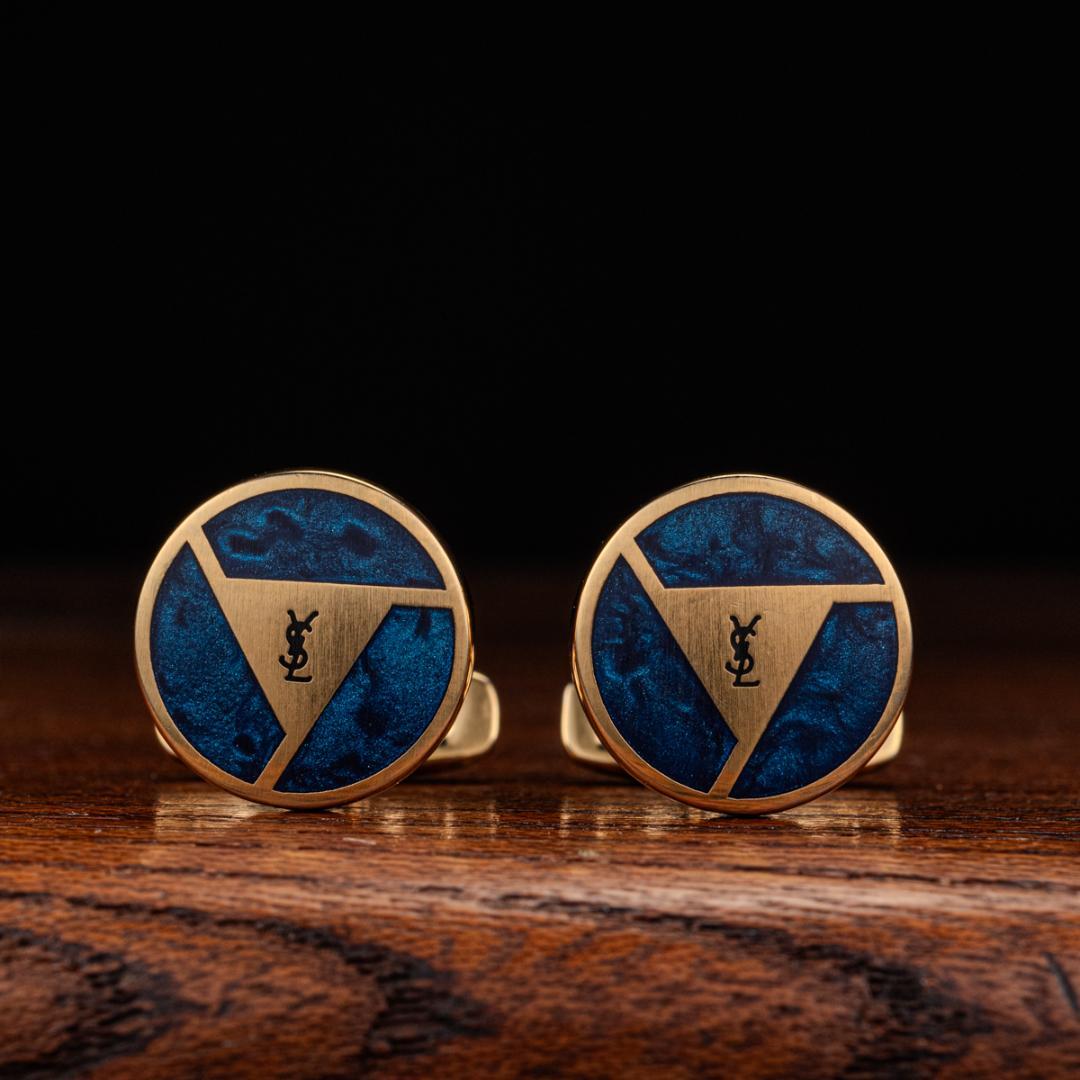 わんわん オールドサンローラン ブルーマーブル トライアングルシェイプ