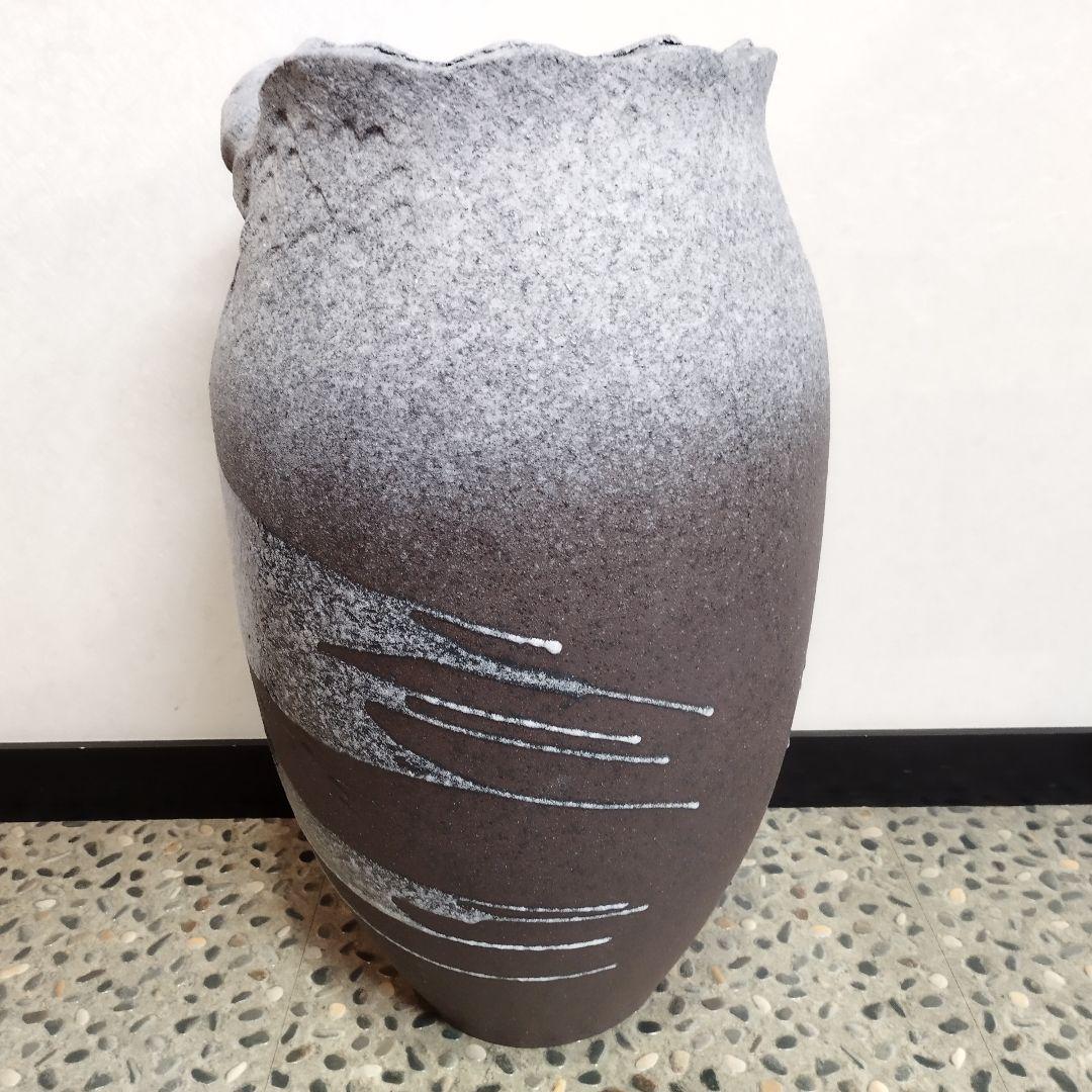 値下げ【新品・未使用】浅紫ひねり手　大壺傘立　へちもん　信楽焼　壺　傘立て