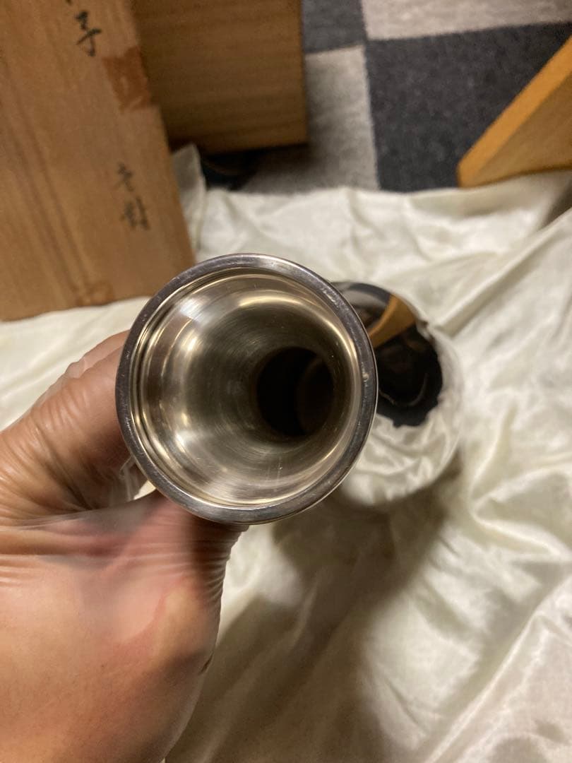 純銀製　瓶子　木箱付き　2個セット　1122g