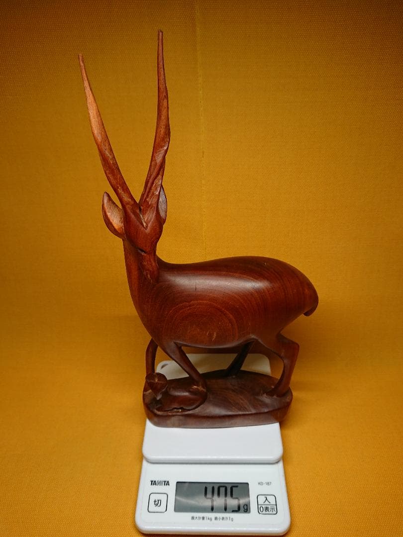ビンテージ　鹿　木彫り　紫檀　彫刻　置物　インテリア　工芸品　美術品　A2588