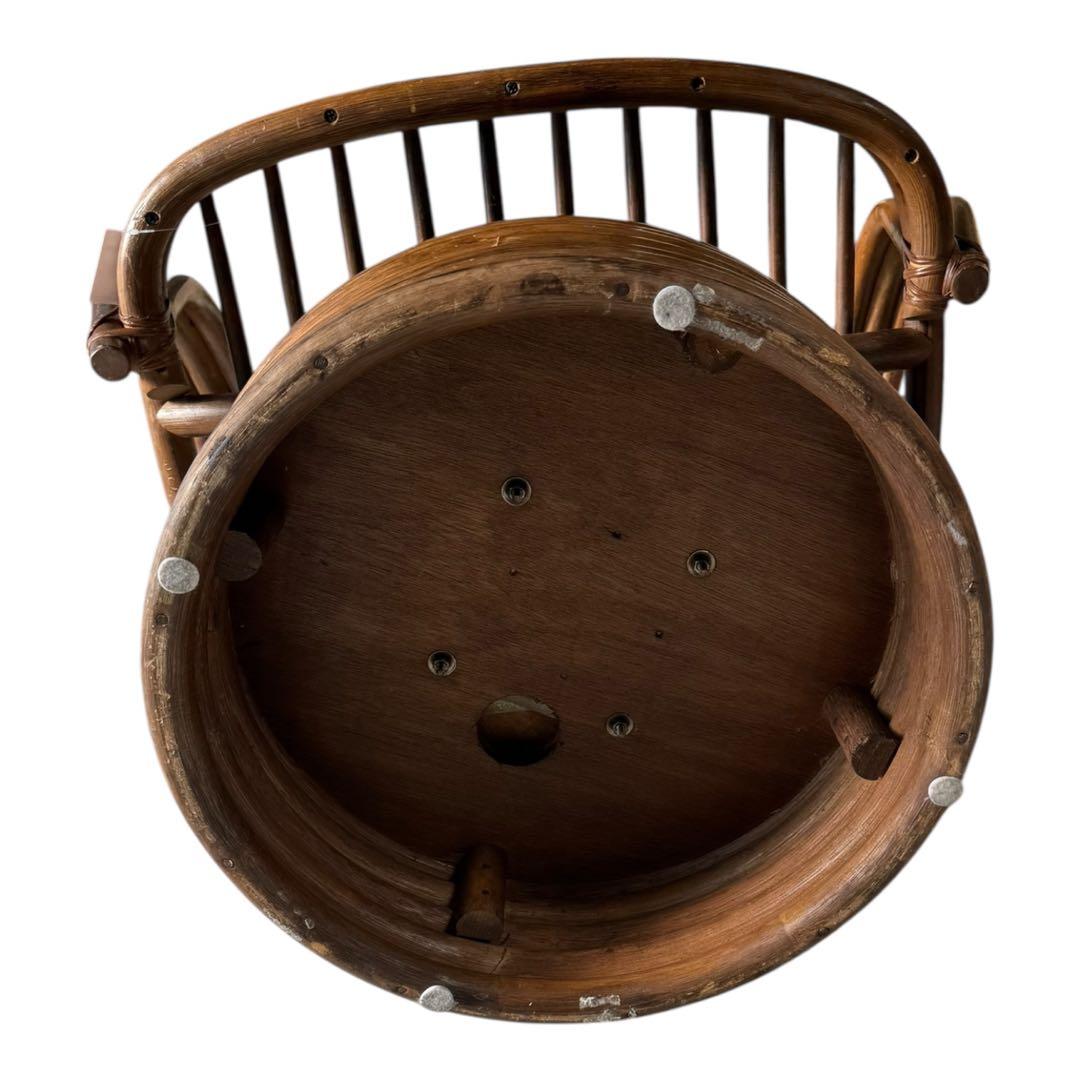 昭和レトロ 古家具 回転式ラタンチェア
