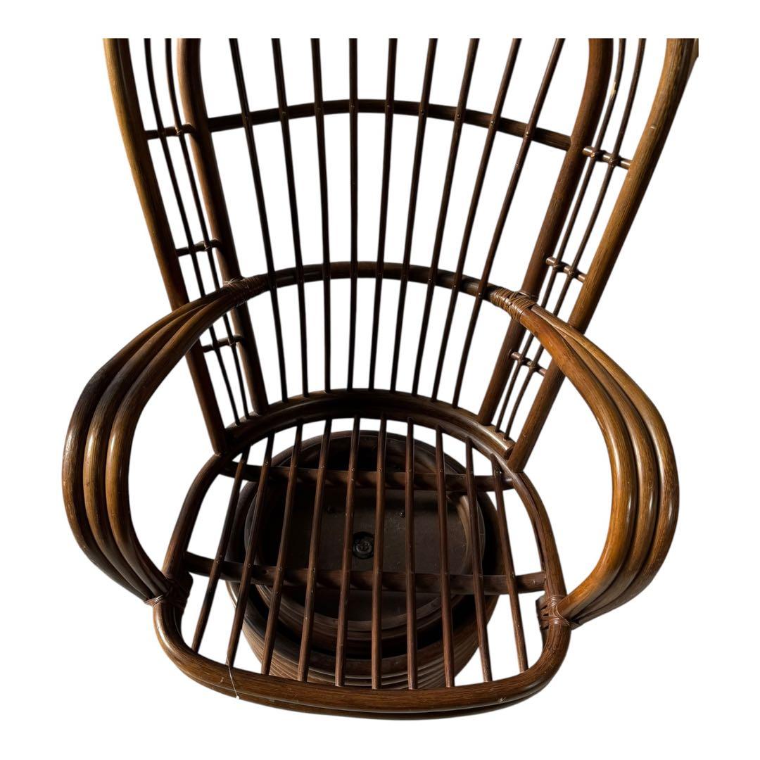 昭和レトロ 古家具 回転式ラタンチェア